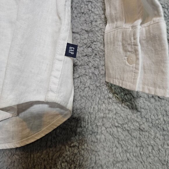 New Gap Women's Bright White Button-Up Shirt S Linen blend Capsule Beach top - Picture 5 of 15